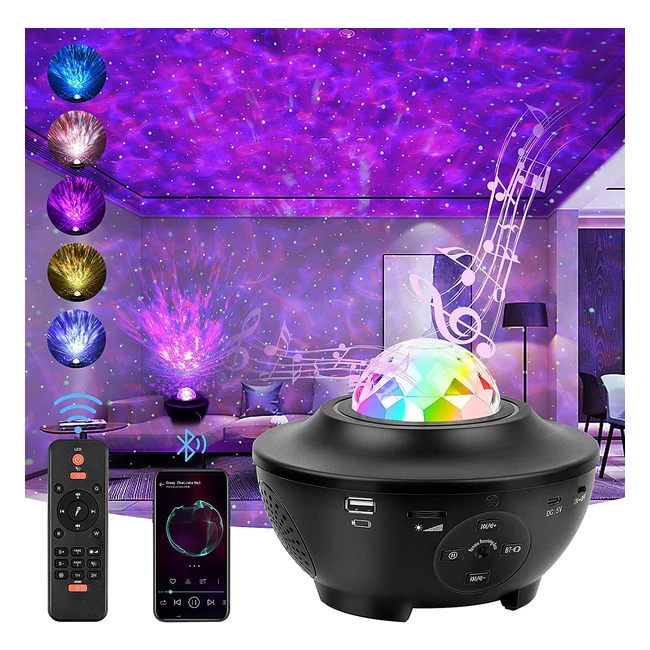 2023 Upgraded Galaxy Projector Light with Ocean Wave, Bluetooth Speaker, Remote Control, and Timer - 10 Colors for Bedroom, Baby, and Home Decor