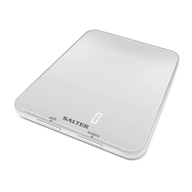 Salter 1180 WHDR Ghost Electronic Kitchen Scale - 5kg Capacity - Hidden Until Lit - Easy Read Digital Display - White