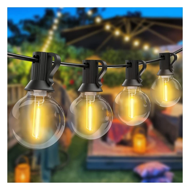 Outdoor String Lights - 303 LED Bulbs, 60ft, Waterproof, Shatterproof, Warm White