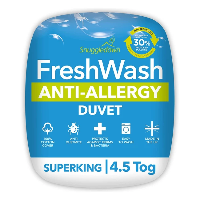 Snuggledown Freshwash Anti-Allergy Super King Duvet - 45 Tog Summer Duvet