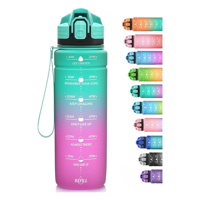 Motivational Water Bottle with Time Marker - BPA-Free Tritan Drink Bottle for Sports, Running, Cycling, School, Gym - 500ml/700ml/1000ml