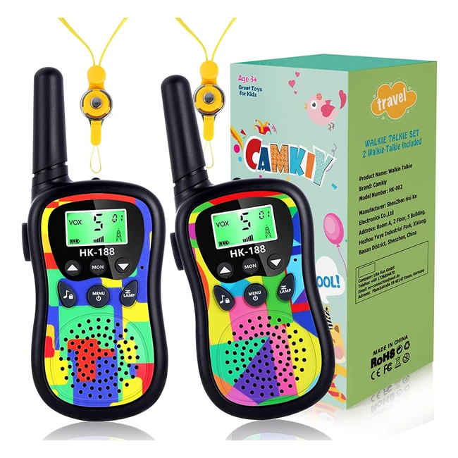 Camkiy Walkie Talkies for Kids - 3km Long Range, Built-in Torch, Perfect for Outdoor Adventures
