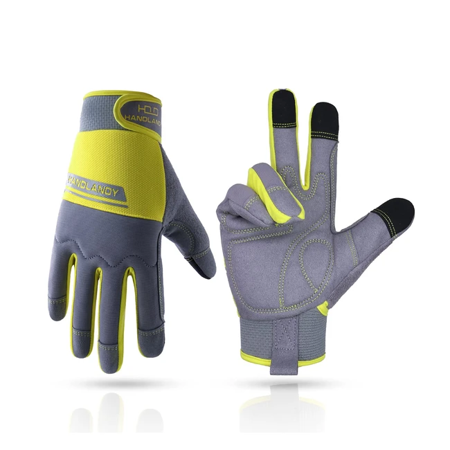 Facelandy Utility Safety Work Gloves for Men & Women - Ultralight, Touchscreen, XXL Yellow