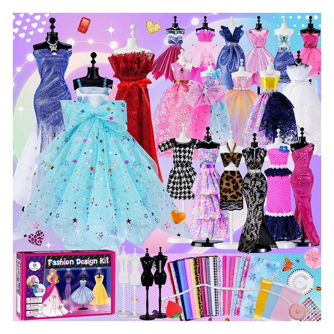 Kit de création de mode pour filles - 500pcs avec 4 mannequins et accessoires de couture - Cadeau d'anniversaire pour adolescentes