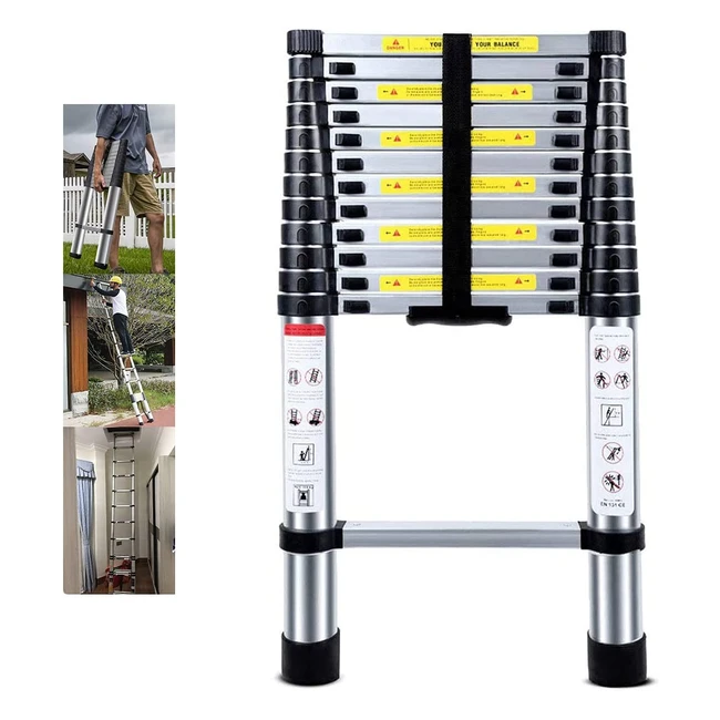 Telescopic Ladder 38m Folding Aluminum Extendable Portable Loft Ladder - EN131 & CE Standard