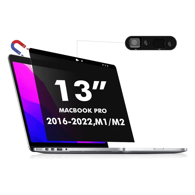 MacBook Pro 13 Privacy Screen with Webcam Cover - Anti-Glare & Magnetic - Compatible with 2016-2021 Touch Bar Models