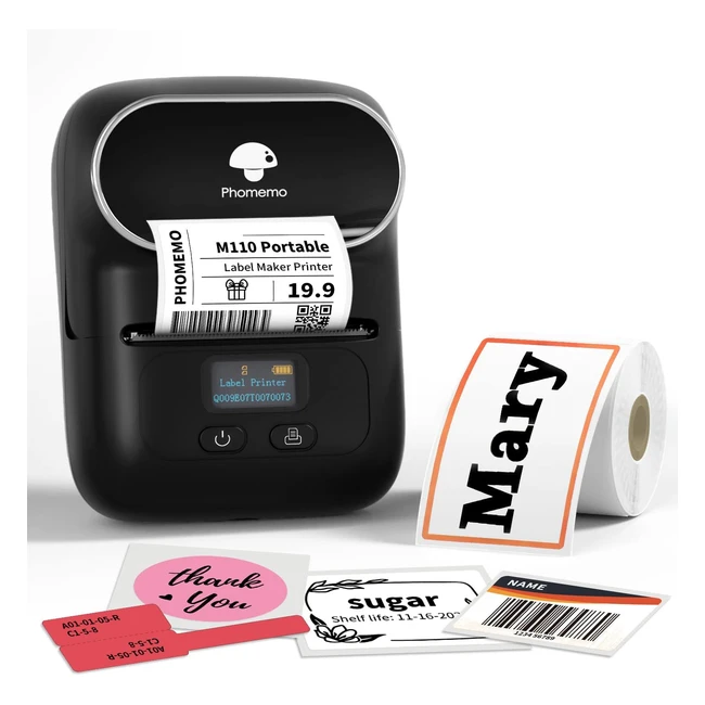 Phomemo M110 Mini Label Maker Printer - Portable Wireless Bluetooth for Barcode
