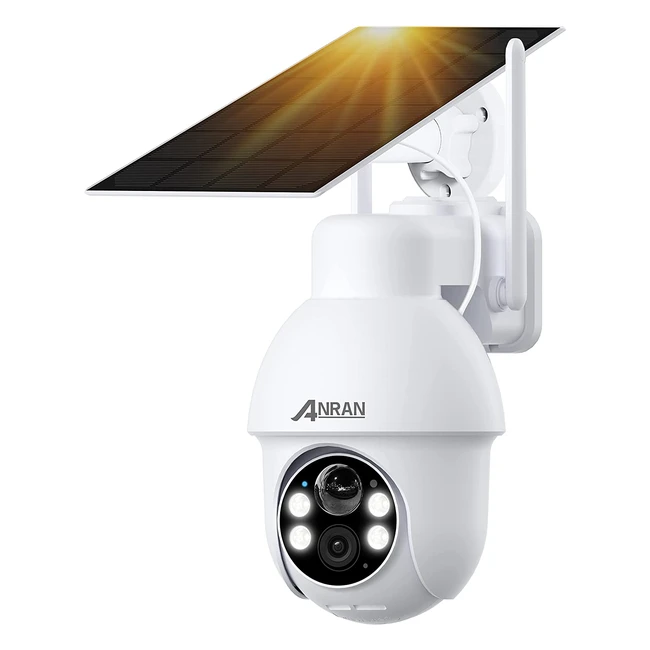 Caméra de surveillance extérieure solaire ANRAN 5MP PTZ WiFi avec vision nocturne couleur 30m et détection de mouvement - Q03 Max Blanc