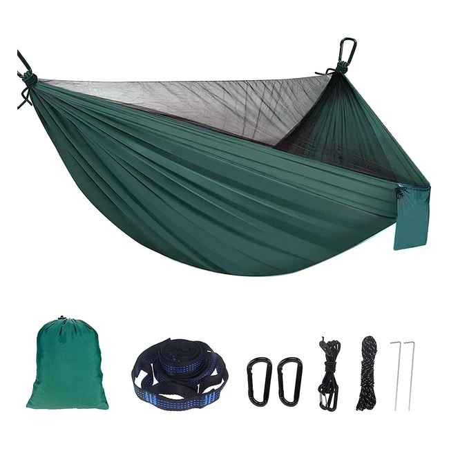 Hamac de Camping Sendowtek avec Moustiquaire | 300kg Capacité | Nylon Respirant | Portable et Léger | Pour Exterieur Jardin Camping