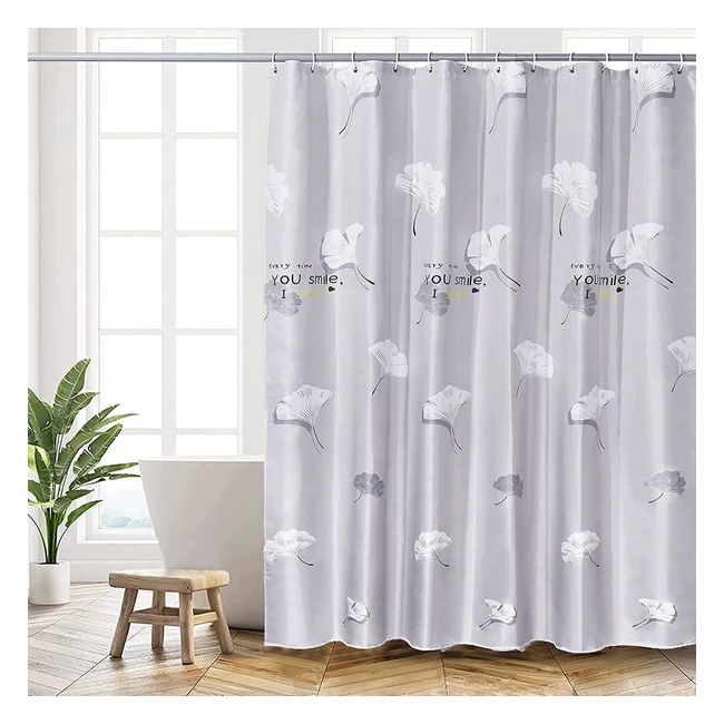 Rideau de douche Hanfu 180x200 cm en polyester lavable avec ourlet lest et 12 