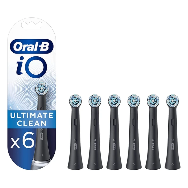 OralB IO Ultimate Clean - Testine di Ricambio Nere (Confezione da 6) - Rimuove Fino al 100% in Più di Placca