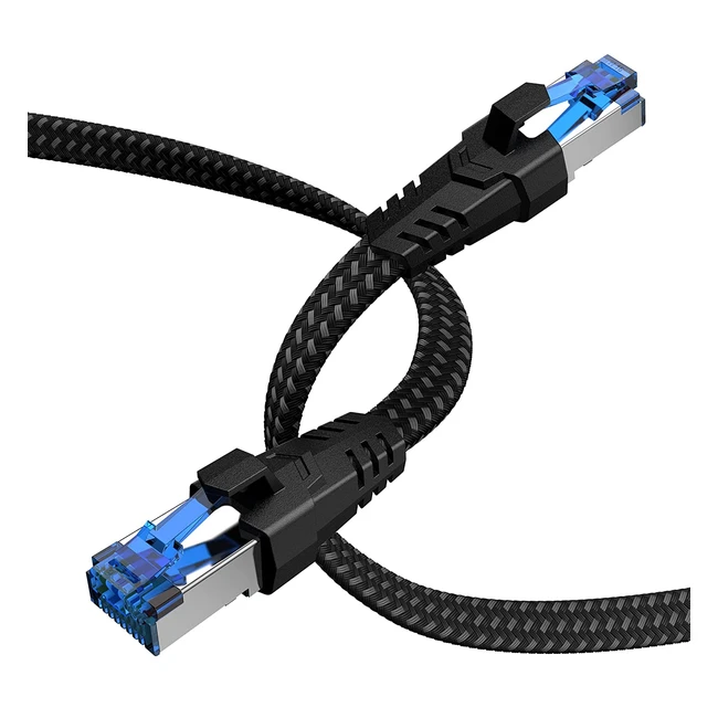 Cable Ethernet Nixsto Cat8 10m 40Gbps 2000MHz Alta Velocidad RJ45 Gigabit LAN Plano POE Trenzado de Nylon para PC TV Modem Gamer