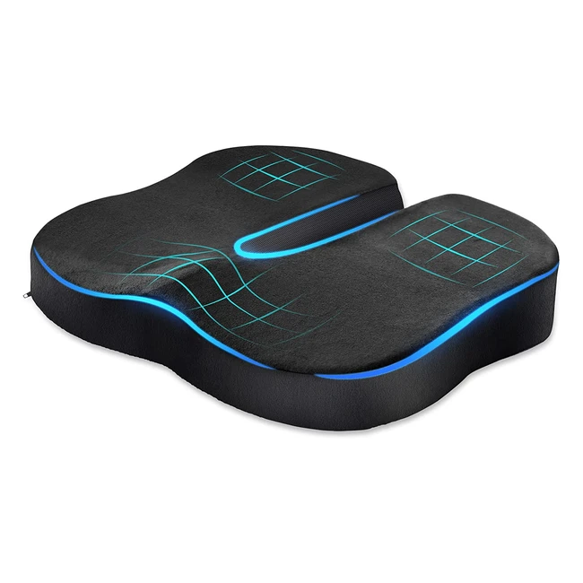 TravelEase Memory Foam Seat Cushion - Ergonomic Butterfly Shape for Car Seats, Office Chair, Dining Chair - Carbon Black