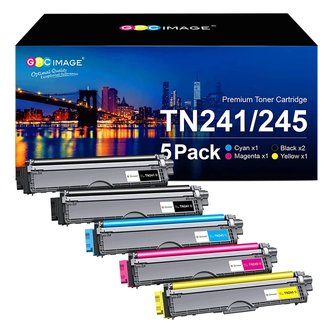 GPC Image TN241 TN245 Toner Cartridges Compatible with Brother - 5 Pack