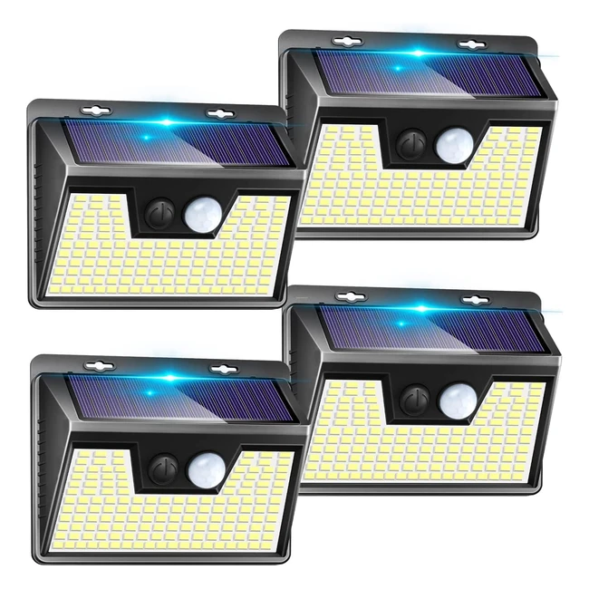 Focos LED solares exteriores con sensor de movimiento - 140 LED, 3 modos, IP65
