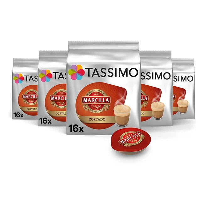 80 cápsulas de café Marcilla Cortado compatibles con Tassimo - 5 pack
