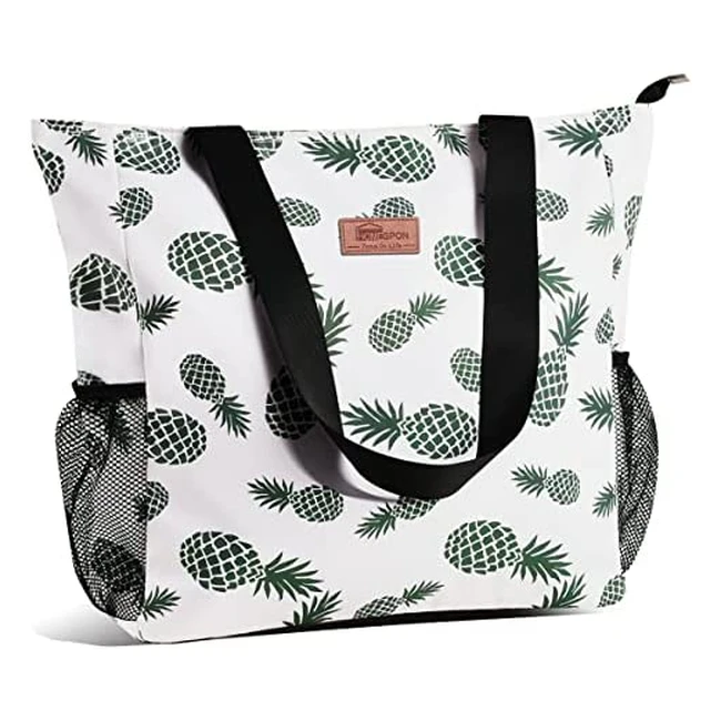 Homespon Waterproof Beach Tote Bag - Large Lightweight and Versatile with Zip 