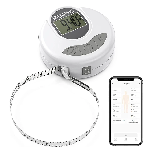 Renpho Smart Bluetooth Digital Body Measuring Tape - Easylock Hook Auto-Accurat