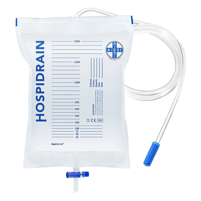 Sacche per Urina Aiesi 2L con Tubo 120cm e Valvola Antireflusso - Confezione da 
