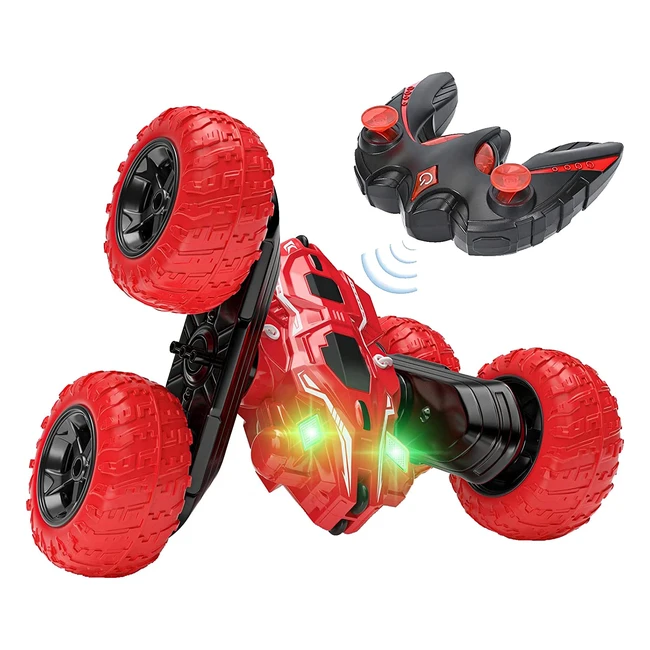Voltenick 4WD RC Car with 360 Double Side Flips - High Speed Stunt Car Toy for Kids Boys (Red)