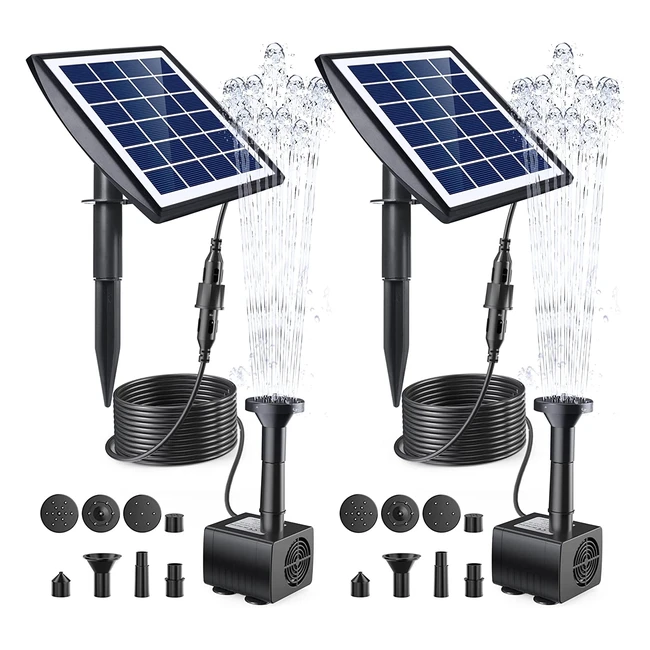 Ankway Solar Fountain Pump with 7 Nozzles - 2022 Upgraded Floating Water Pump for Bird Bath, Fish Tank, Pond, Garden - Brushless Submersible Kit with Tilting Bracket