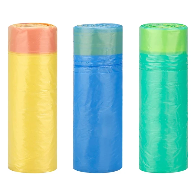 Small Bin Bags with Ties - 45 Counts 3 Colors - Fit 58L Pedal Bin Liners for Ki