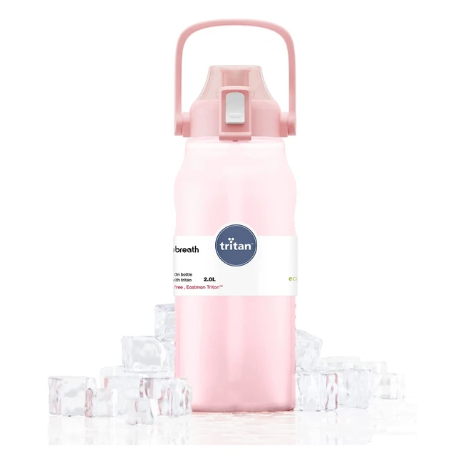 2L Pink Sports Water Bottle - BPA Free Tritan Material with Straw for Gym Fitn