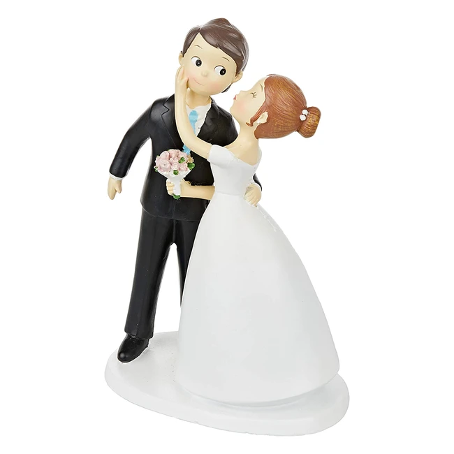 Figurine pour gâteau de mariage Y971 - Couple de mariés s'embrassant 21cm - Blanc cassé