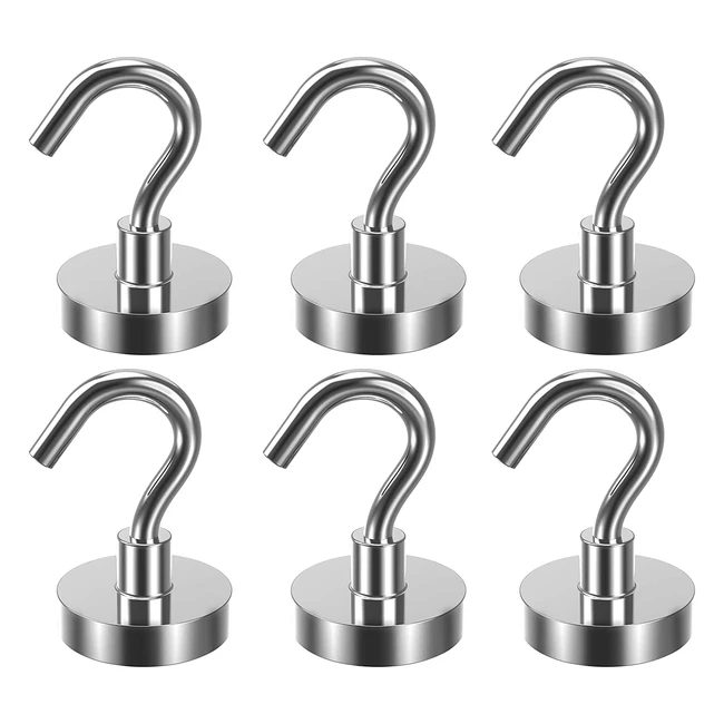 Ganchos magnéticos ultra fuertes Lictin 6 pzas, 32mm de diámetro, 38kg de fuerza de atracción
