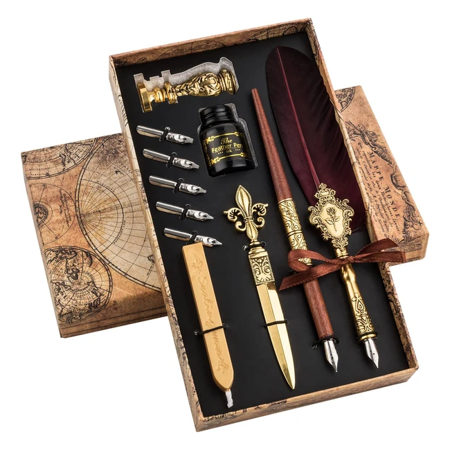 Hethrone Calligraphy Set - Complete Beginners Kit with Feather Quill Pen and Ac