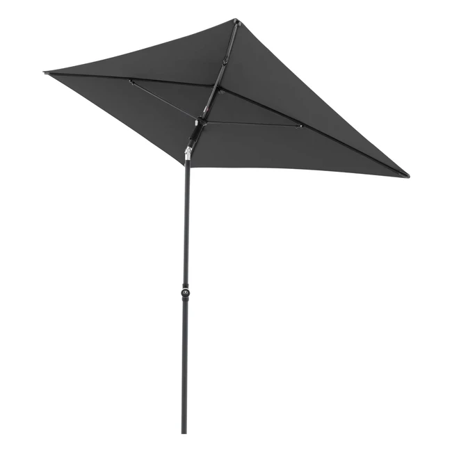 Doppler Rethink Balkon- und Terrassen-Sonnenschirm 180 x 120 cm in Dunkelgrau - Nachhaltiger, rechteckiger Schirm mit Handöffner und Neigefunktion