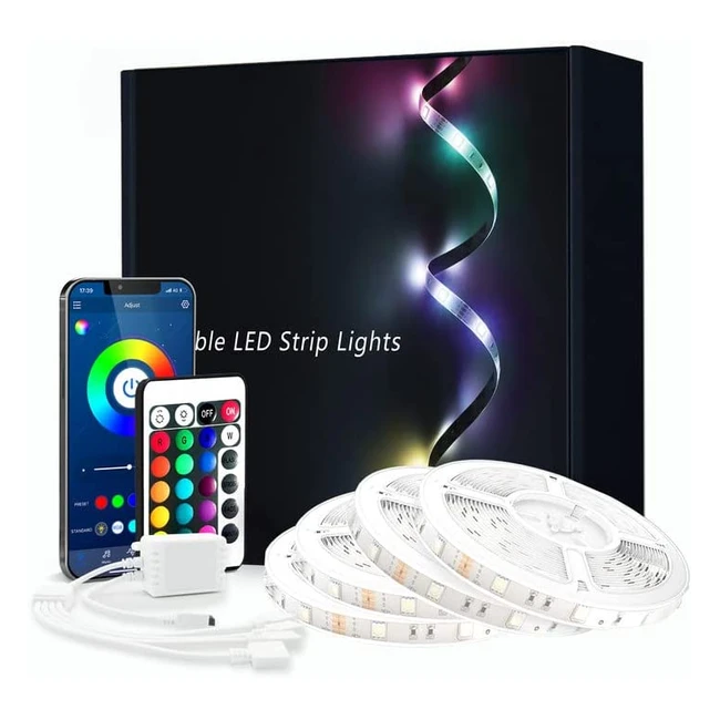 Phopollo LED Strip Lights - 60m, Music Sync, App Control, Ultralong 12V Lights for Bedroom Party