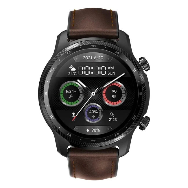 Ticwatch Pro 3 Ultra 4GLTE Smartwatch - Qualcomm SDW4100 and Mobvoi Dual Processor System - Wear OS Smart Watch for Men - Blood Oxygen, IHB, AFIB Detection - 345 Days Battery - Brown
