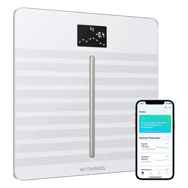 Withings Body Cardio WLAN-Smartwaage mit Herzfrequenzmessung und Körperanalyse - Weiß