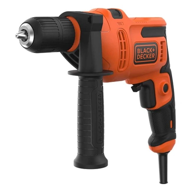 Black+Decker 500W Hammer Drill with Side Handle - BEH200GB - High Performance, Variable Speed, Keyless Chuck