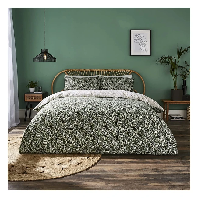 Silentnight Woodland Tree Green Duvet Set - Reversible Super King Cover with Sustainable Cotton & Recycled Polyester