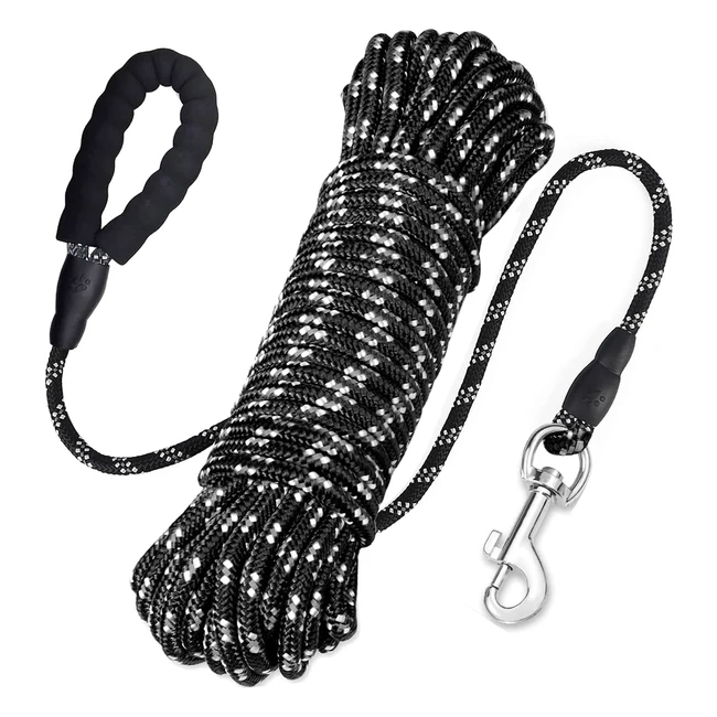 Floatable Reflective Nylon Dog Training Lead - 33ft/10m - Comfortable Handle - Hiking, Camping, Walking