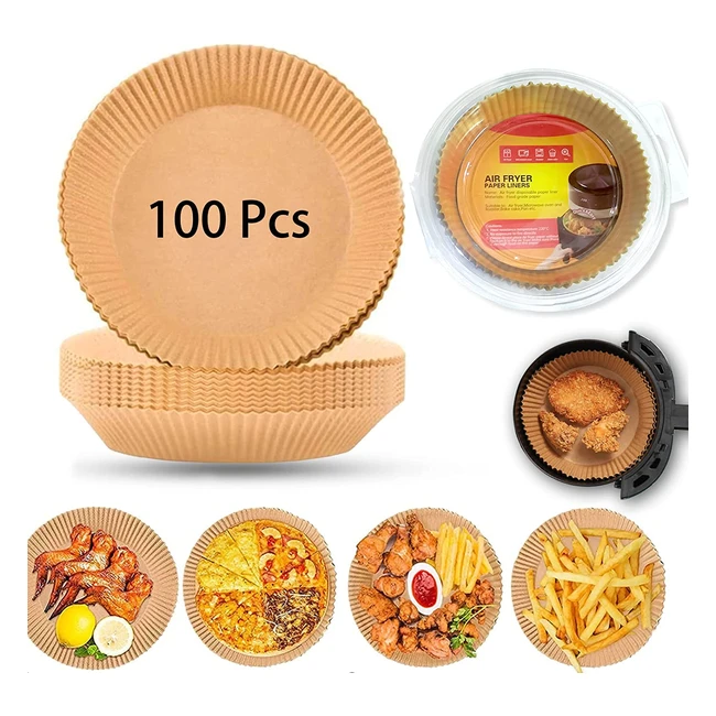 Air Fryer Liners HD Harudone - 100pcs Disposable Parchment Paper for Greaseproof Baking - Compatible with Cosori, Ninja, Tower, Tefal, Philips
