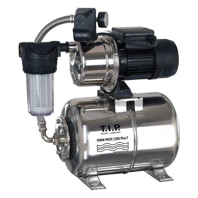 Circuit d'eau domestique en inox HWW 1300 avec préfiltre - Débit 4350L/h - Hauteur max 50m - Puissance 1200W - Cuve de pression 22L