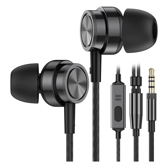 Pure Sound Wired Earbuds with Microphone & Strong Bass for Samsung, Android, Tablet, iPad & MP3 - Ref #XXX