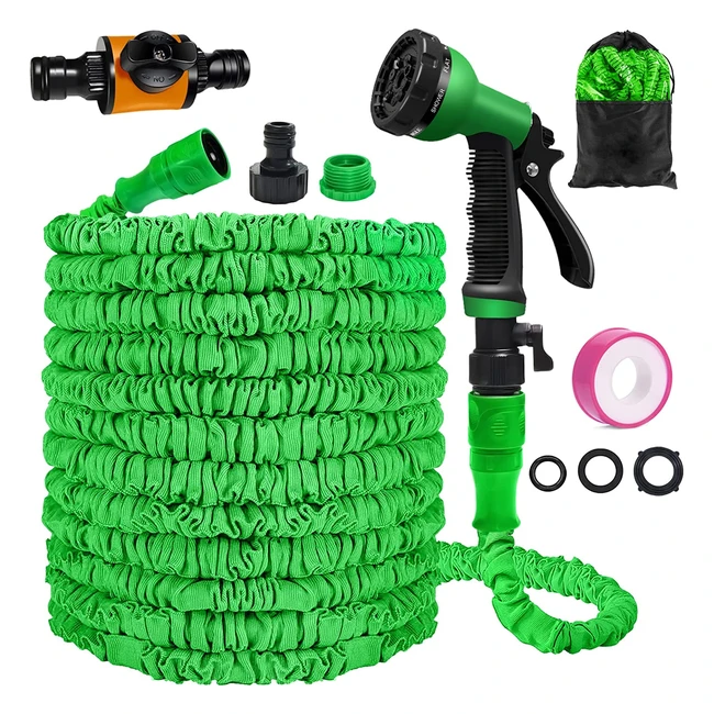 Yijiaju 50ft Expandable Garden Hose - 10 Function Spray Gun, Leakproof, Lightweight, Perfect for Garden Watering and Cleaning