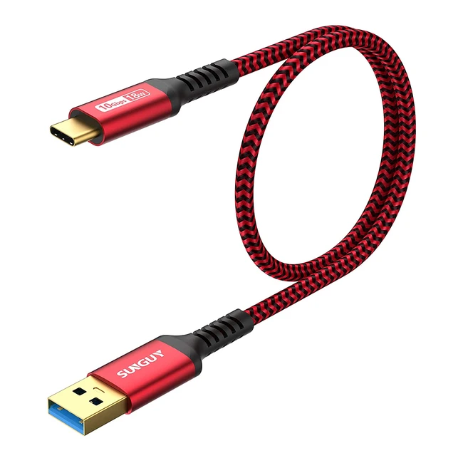Cable USB C 3.1 Gen 2 de 0.5m, carga rápida de 3A y transferencia de datos a 10Gbps, compatible con Galaxy S21 S20 S10 Note 20 - Rojo