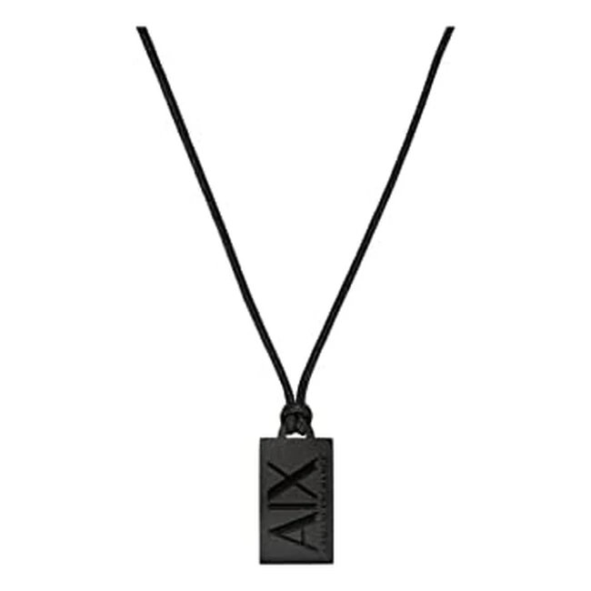 Armani Exchange Herren Halskette AXG0086001 Edelstahl schwarz - mit Hundemarke und ohne Edelstein