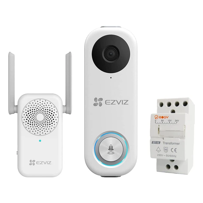 Sonnette connectée étanche EZVIZ DB1C kit 1080p avec vision nocturne, détection de forme humaine et audio bidirectionnel