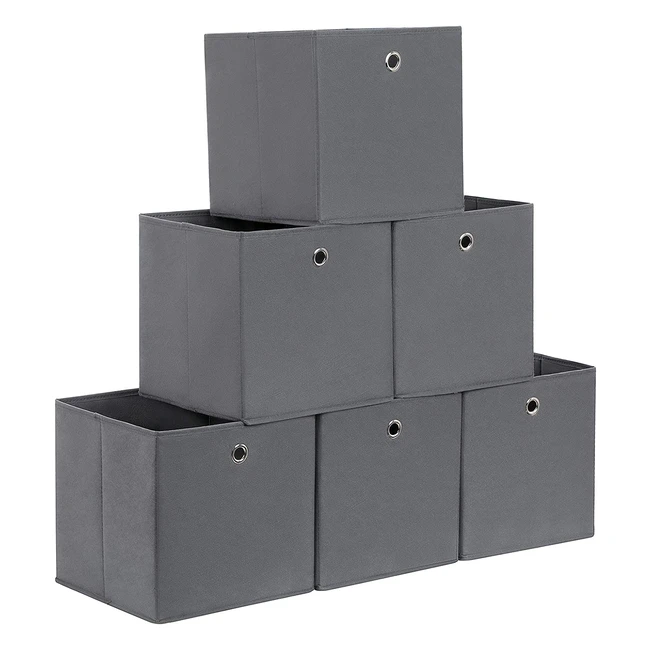 Songmics Aufbewahrungsbox mit Fingerlöchern - 30x30x30cm - Beige - Strapazierfähiger Vliesstoff und 2mm dicker Karton - Praktische Schubladenfunktion