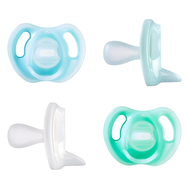 Tommee Tippee UltraLight Silicone Soother 06M Pack of 4 - BPA-Free One-Piece Design