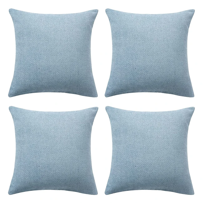 Set di 4 federe cuscino in lino blu chiaro 45x45cm - Amazon Brand Umi