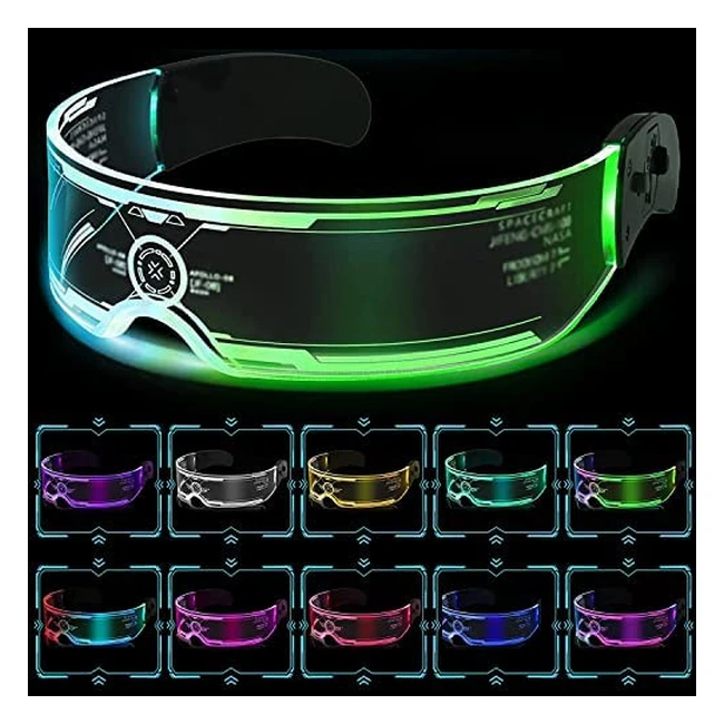 Cyberpunk LED Visor Glasses - Futuristic Luminous Flashing Party Glasses