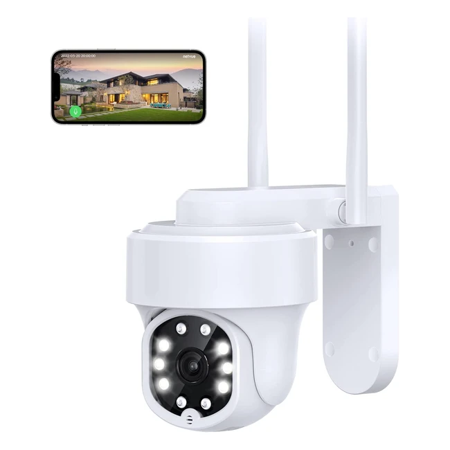 Cámara de Vigilancia WiFi Exterior Netvue - FHD 1080p, Visión 360°, Audio Bidireccional, Detección de Movimiento y Visión Nocturna en Color