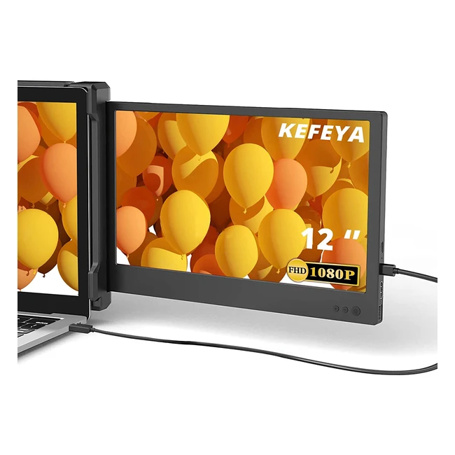 Moniteur portable KEFEYA P1 12 FHD IPS attachable pour ordinateur portable avec filtre de lumière bleue et support réglable